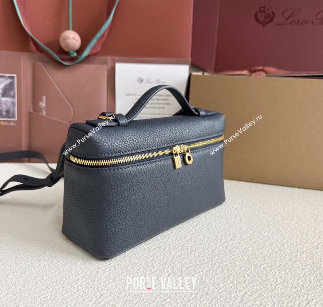 Loro Piana LP Extra Pocket Pouch L19 in Grained Calfskin Dark Blue 2025 (YY-250625066)