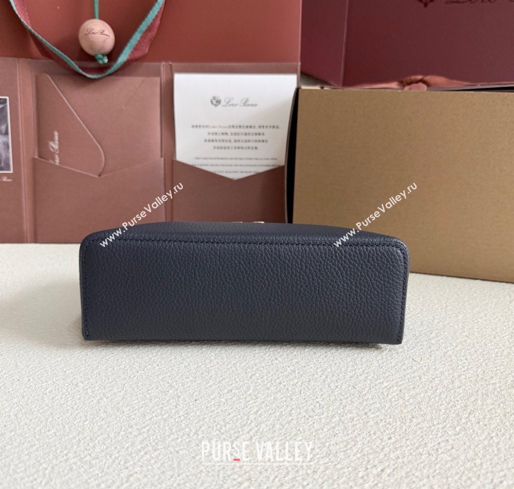 Loro Piana LP Extra Pocket Pouch L19 in Grained Calfskin Dark Blue 2025 (YY-250625066)