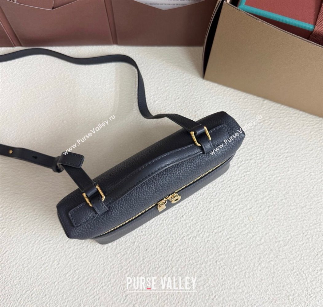 Loro Piana LP Extra Pocket Pouch L19 in Grained Calfskin Dark Blue 2025 (YY-250625066)