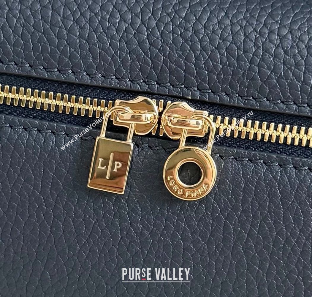 Loro Piana LP Extra Pocket Pouch L19 in Grained Calfskin Dark Blue 2025 (YY-250625066)