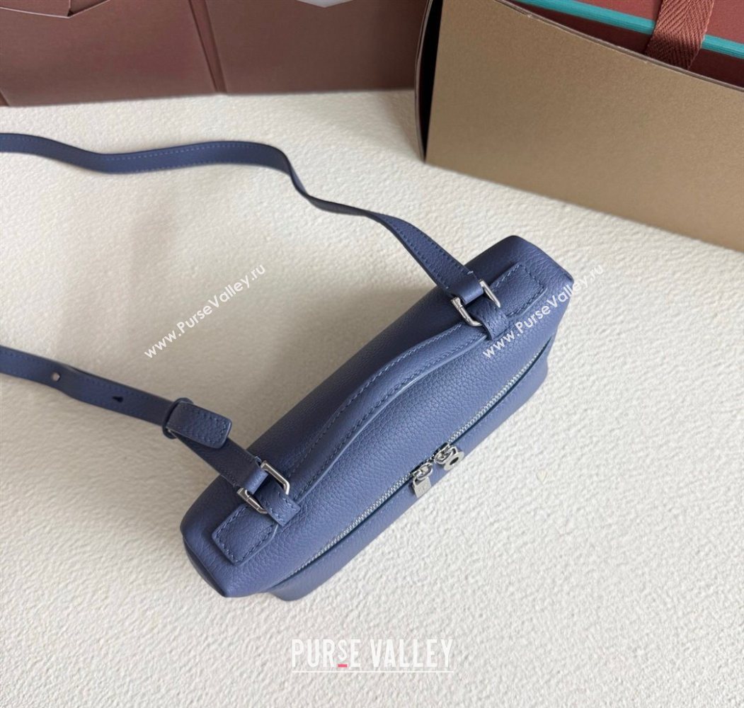 Loro Piana LP Extra Pocket Pouch L19 in Grained Calfskin Indigo Blue 2025 (YY-250625067)