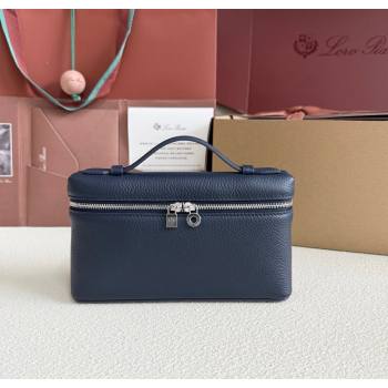 Loro Piana LP Extra Pocket Pouch L19 in Grained Calfskin Midnight Blue 2025 (YY-250625070)