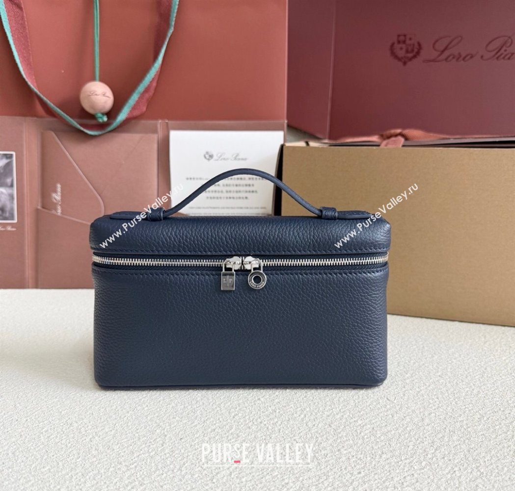 Loro Piana LP Extra Pocket Pouch L19 in Grained Calfskin Midnight Blue 2025 (YY-250625070)