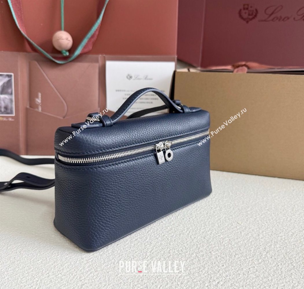Loro Piana LP Extra Pocket Pouch L19 in Grained Calfskin Midnight Blue 2025 (YY-250625070)
