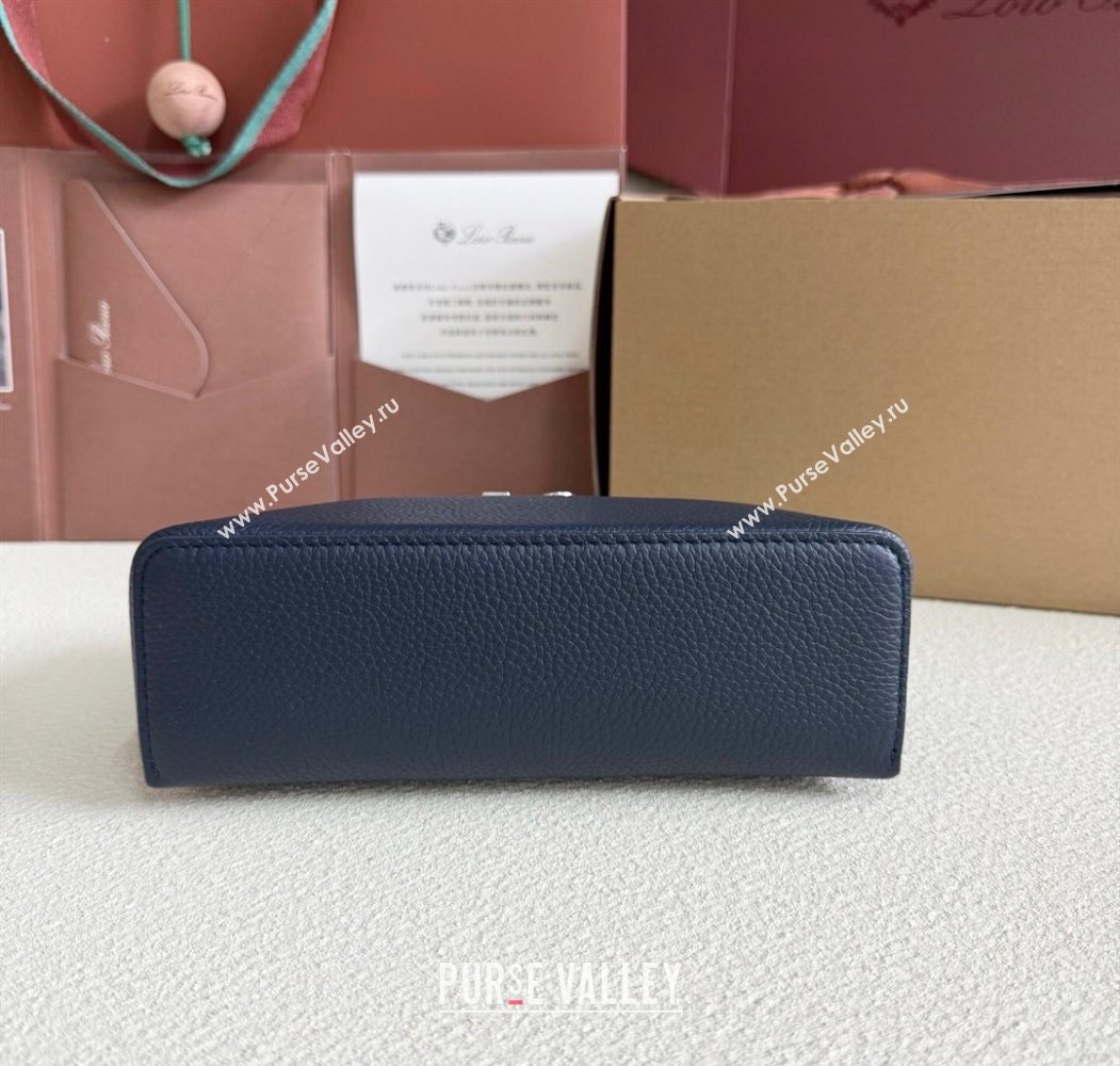 Loro Piana LP Extra Pocket Pouch L19 in Grained Calfskin Midnight Blue 2025 (YY-250625070)