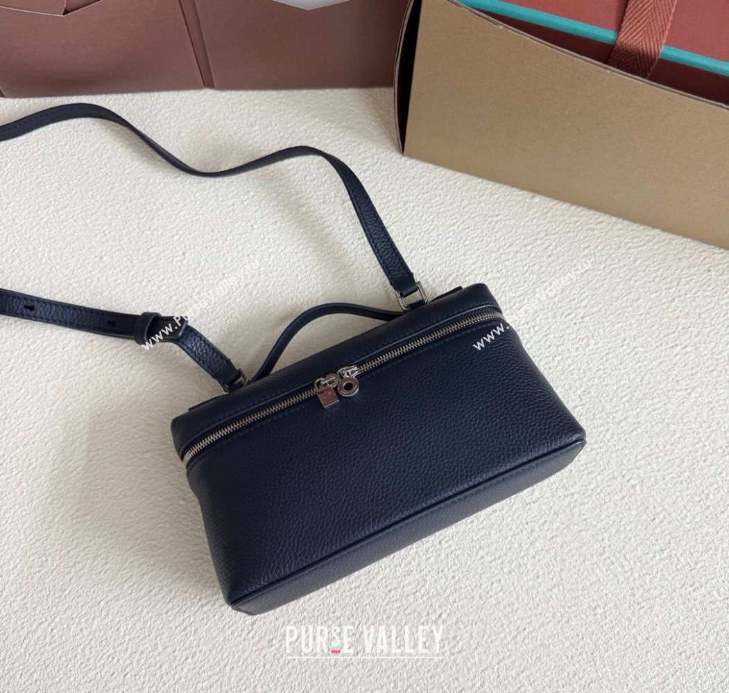 Loro Piana LP Extra Pocket Pouch L19 in Grained Calfskin Midnight Blue 2025 (YY-250625070)
