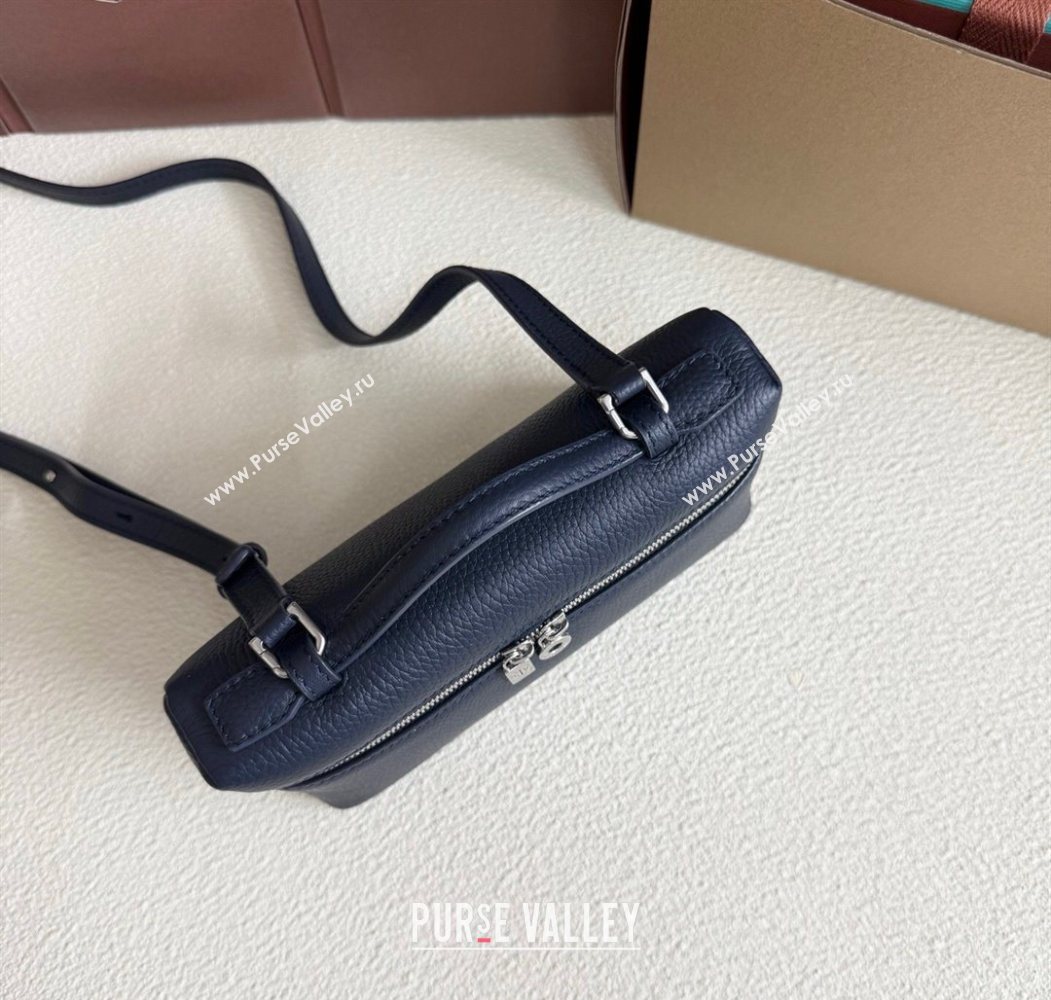 Loro Piana LP Extra Pocket Pouch L19 in Grained Calfskin Midnight Blue 2025 (YY-250625070)