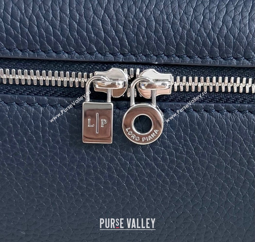 Loro Piana LP Extra Pocket Pouch L19 in Grained Calfskin Midnight Blue 2025 (YY-250625070)