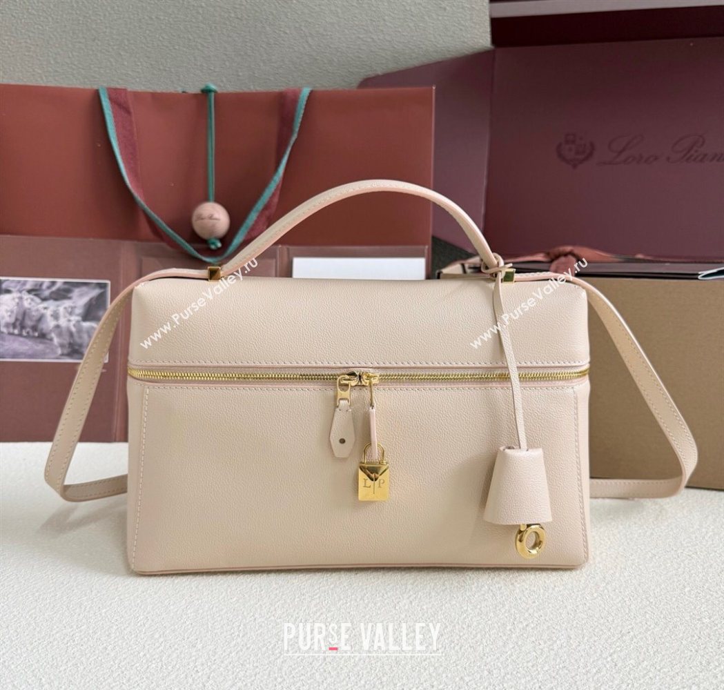 Loro Piana LP Extra Pocket Pouch L27 in Grained Calfskin Cream Honey 2025 (YY-250625072)