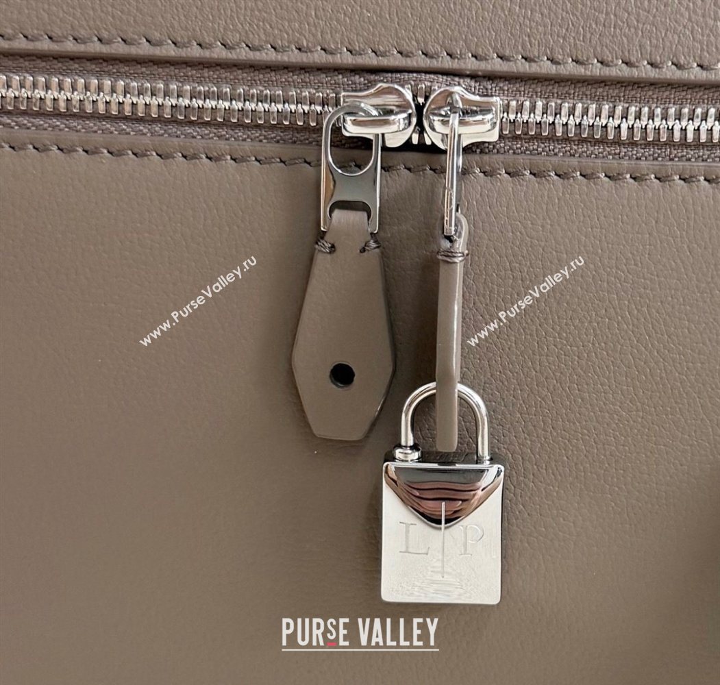Loro Piana LP Extra Pocket Pouch L27 in Grained Calfskin Warm Grey 2025 (YY-250625074)