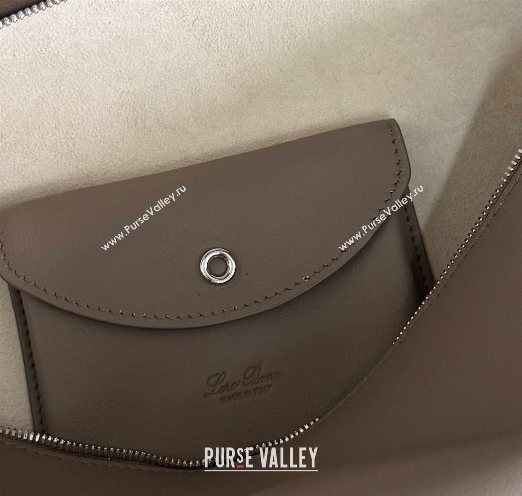 Loro Piana LP Extra Pocket Pouch L27 in Grained Calfskin Warm Grey 2025 (YY-250625074)