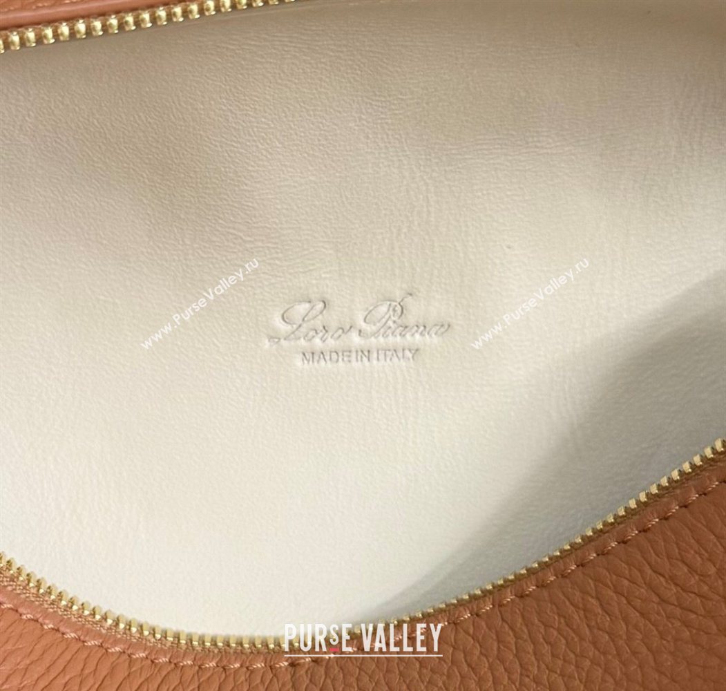 Loro Piana LP Extra Pocket Pouch L19 in Grained Calfskin Tabac Brown/Gold 2025 (YY-250625040)