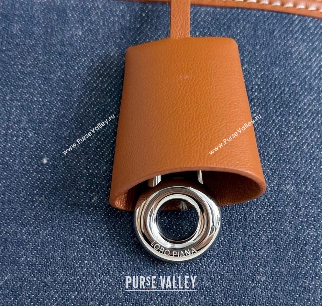 Loro Piana LP Extra Pocket Pouch L27 in Blue Denim and Brown Calfskin 2025 (YY-250625080)