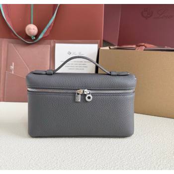 Loro Piana LP Extra Pocket Pouch L19 in Grained Calfskin Dark Grey 2025 (YY-250625043)