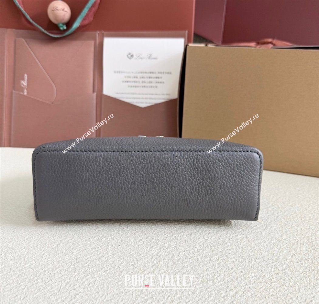 Loro Piana LP Extra Pocket Pouch L19 in Grained Calfskin Dark Grey 2025 (YY-250625043)
