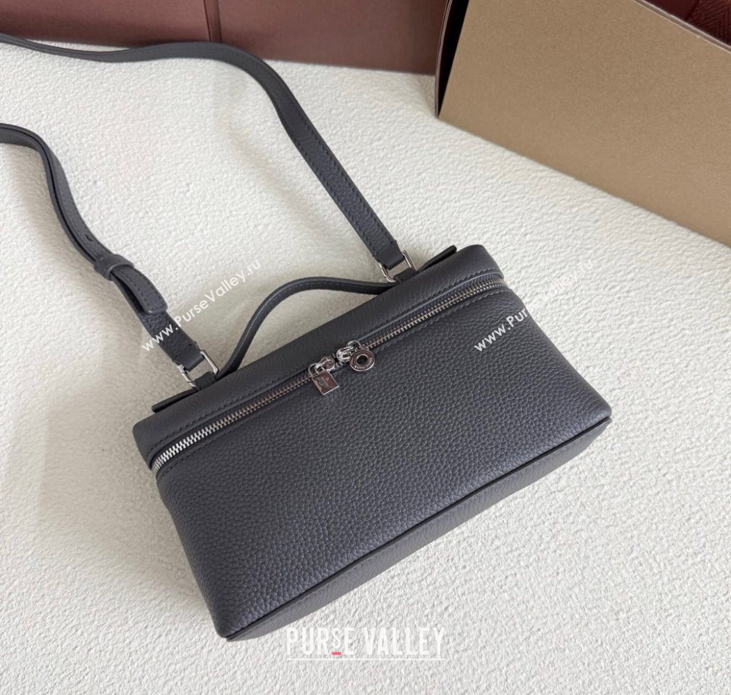 Loro Piana LP Extra Pocket Pouch L19 in Grained Calfskin Dark Grey 2025 (YY-250625043)