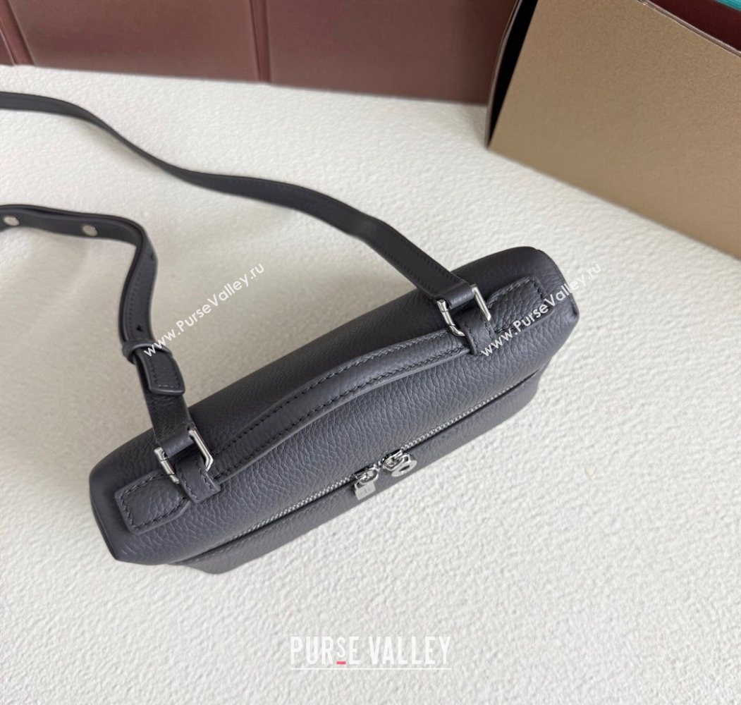 Loro Piana LP Extra Pocket Pouch L19 in Grained Calfskin Dark Grey 2025 (YY-250625043)