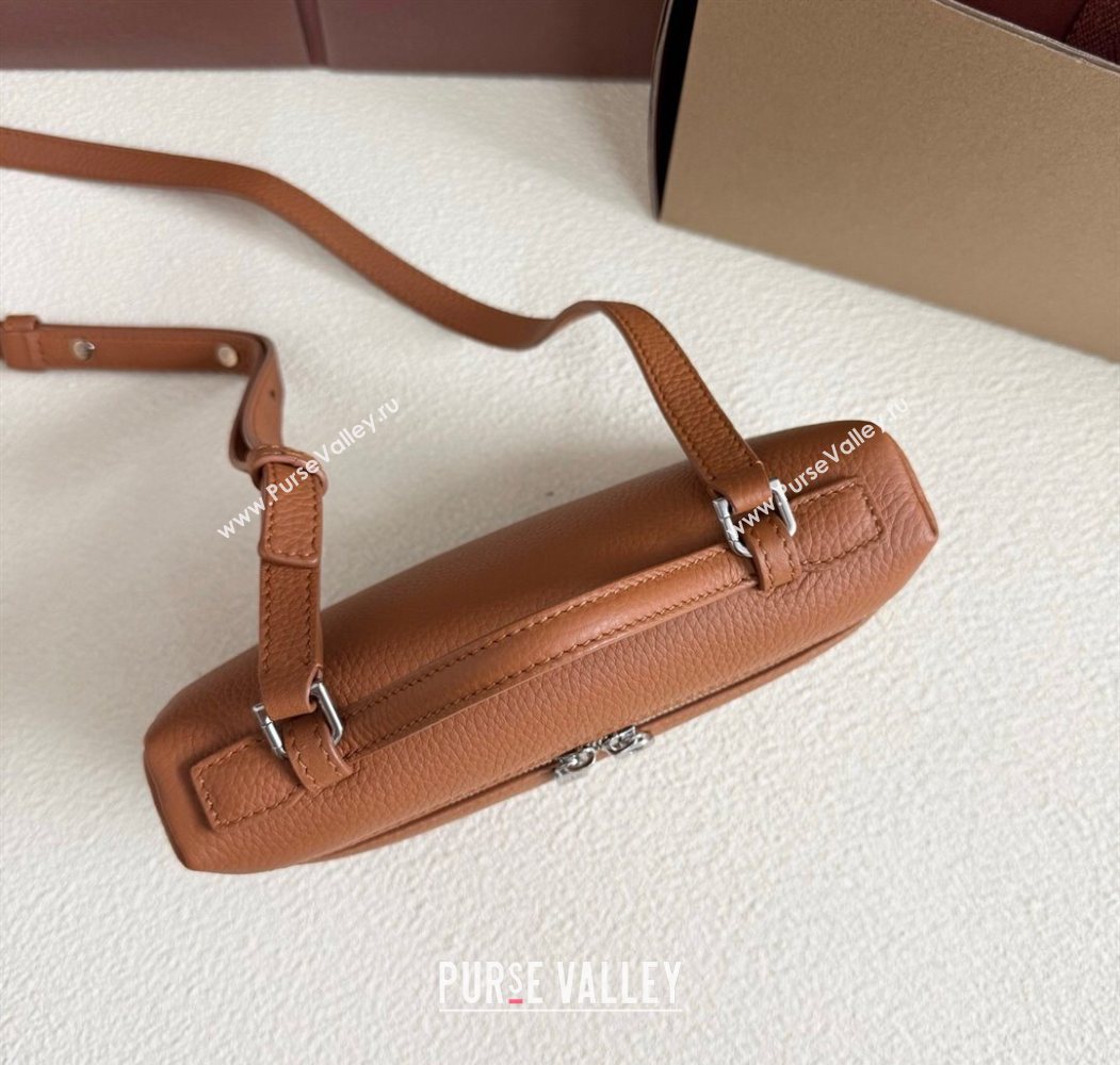 Loro Piana LP Extra Pocket Pouch L19 in Grained Calfskin Tabac Brown/Silver 2025 (YY-250625037)
