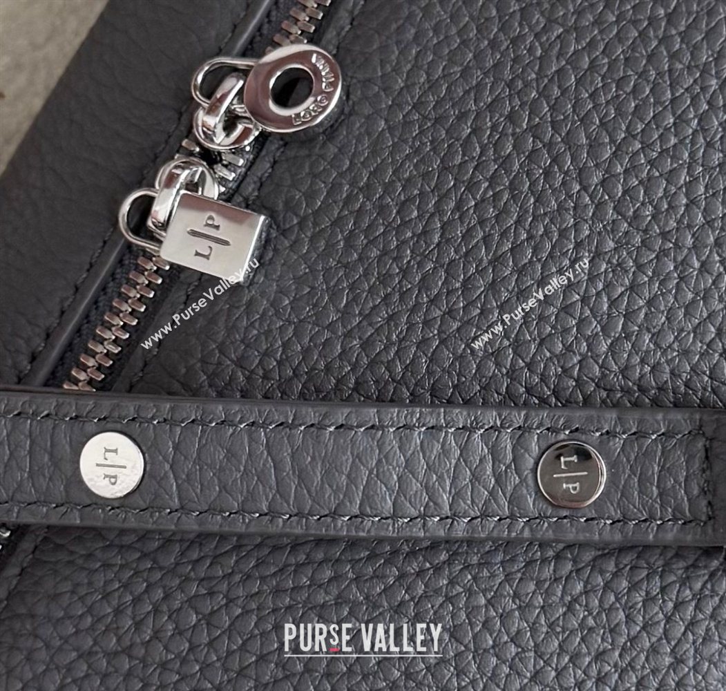 Loro Piana LP Extra Pocket Pouch L19 in Grained Calfskin Dark Grey 2025 (YY-250625043)