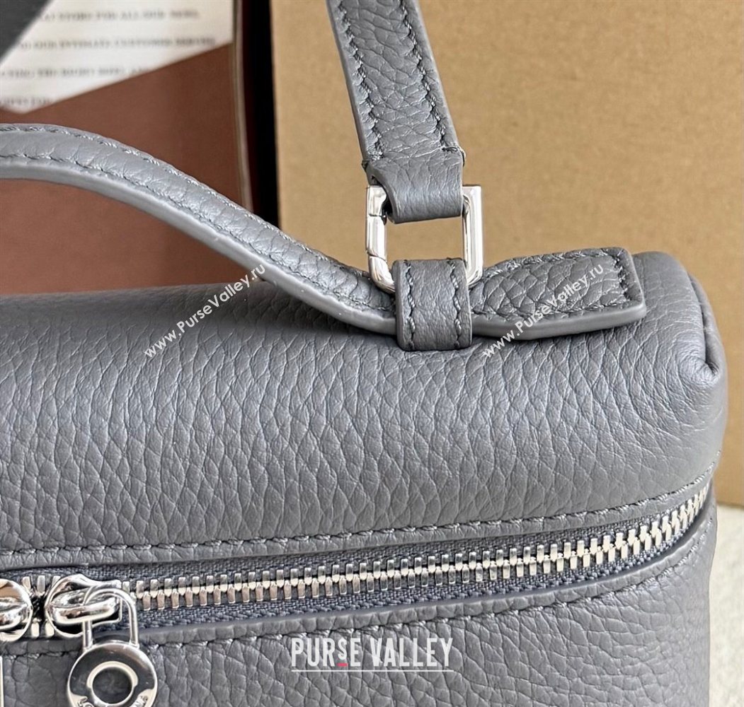 Loro Piana LP Extra Pocket Pouch L19 in Grained Calfskin Dark Grey 2025 (YY-250625043)