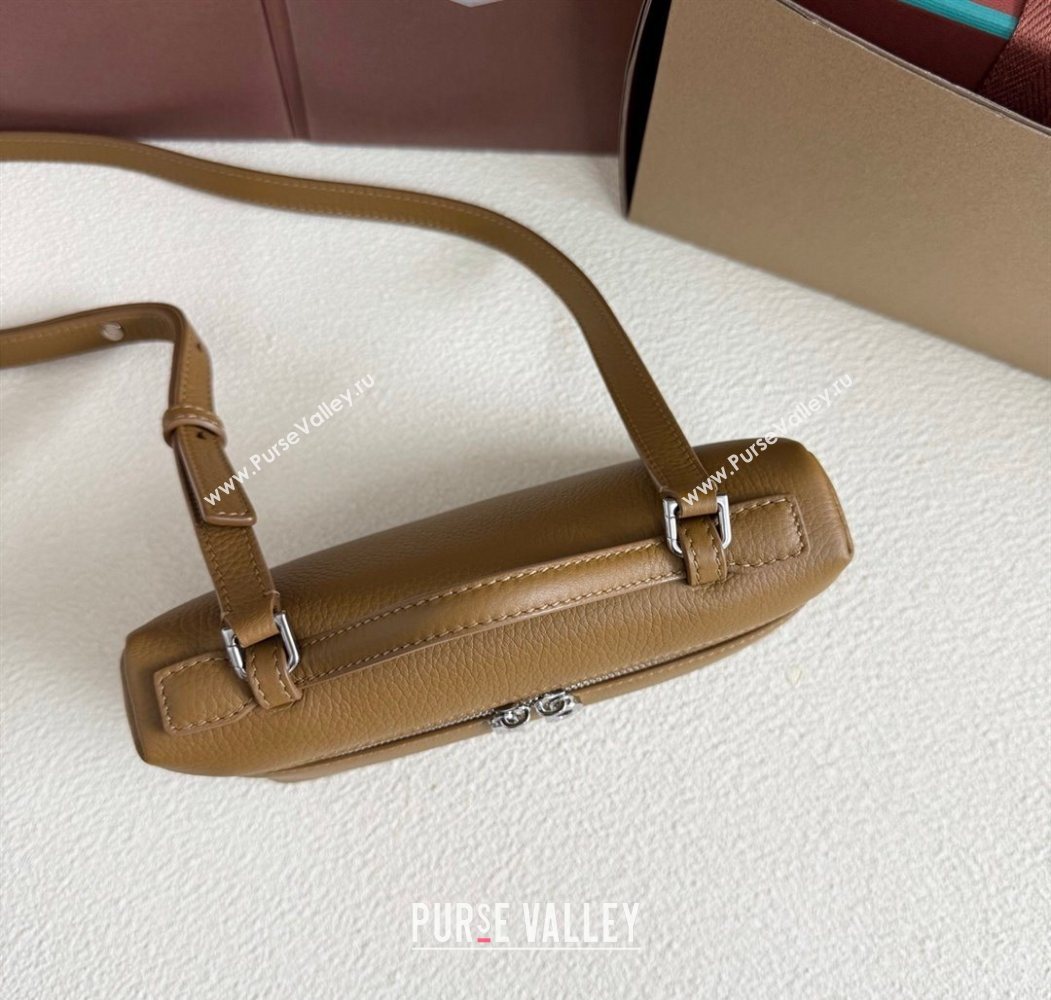 Loro Piana LP Extra Pocket Pouch L19 in Grained Calfskin Jungle Brown 2025 (YY-250625045)