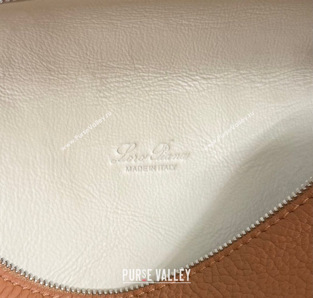 Loro Piana LP Extra Pocket Pouch L19 in Grained Calfskin Tabac Brown/Silver 2025 (YY-250625037)