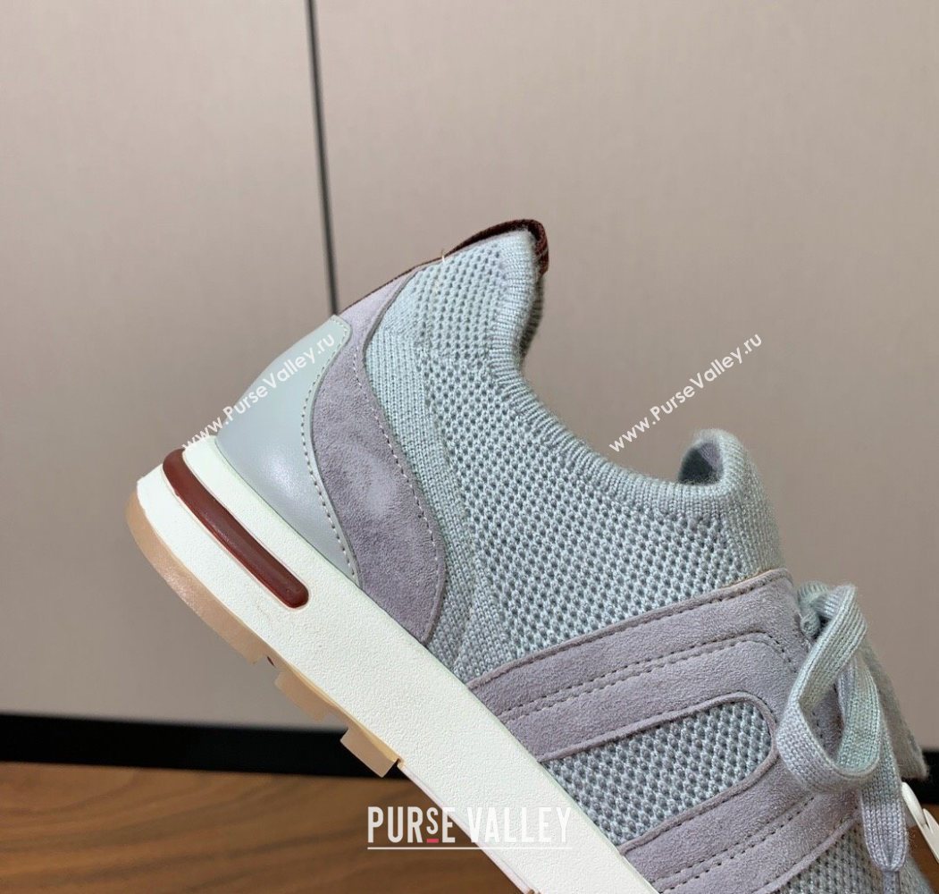 Loro Piana 360 LP Lady Flexy Walk Sneakers in Knit and Suede Flannel Grey 2025 (HH-250708001)