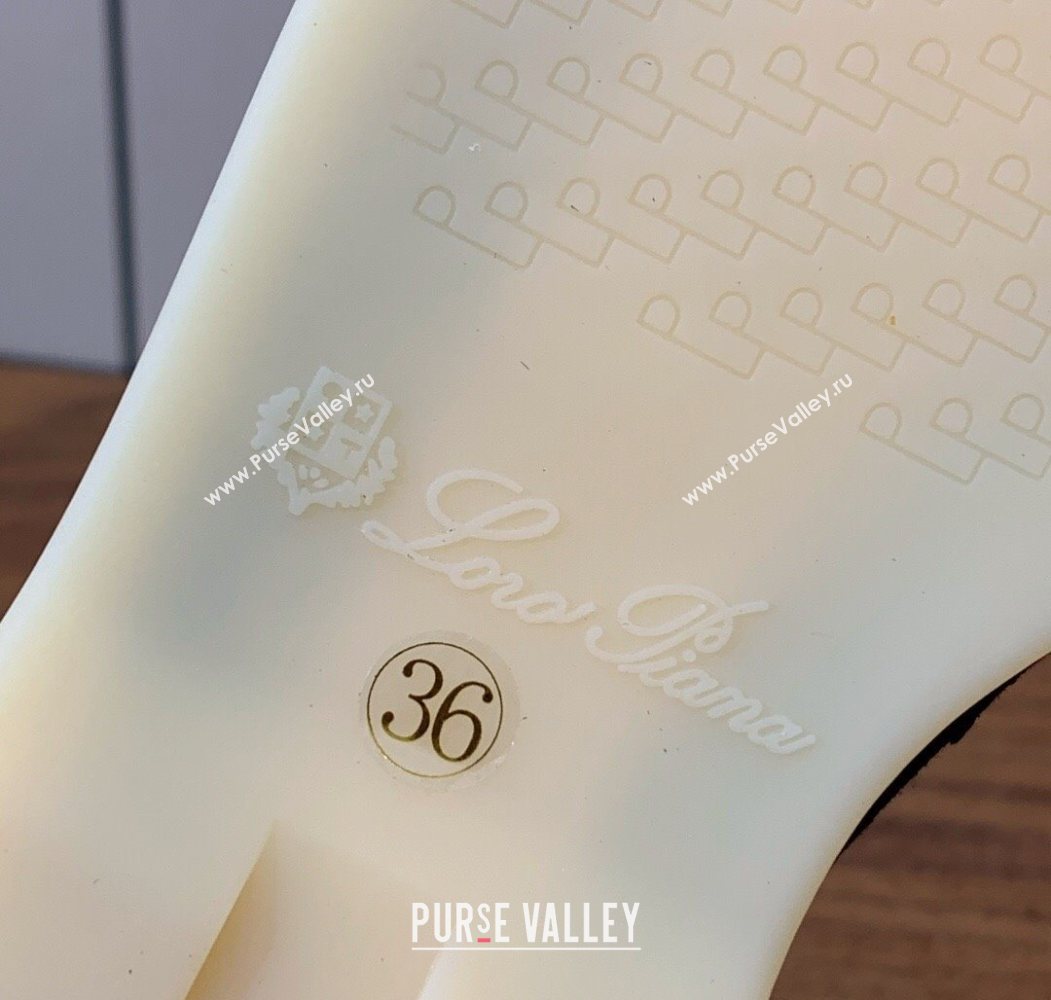 Loro Piana Charms Walk Babouche Loafer Mules in Suede and Crocodile-Like Leaher Inserts Black 2025 (HH-250708012)