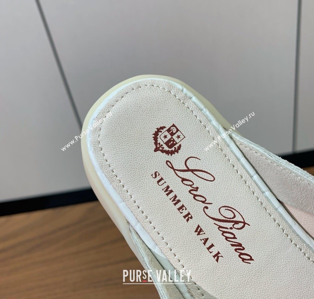 Loro Piana Charms Walk Babouche Loafer Mules in Suede and Crocodile-Like Leaher Inserts Light Apricot 2025 (HH-250708013)