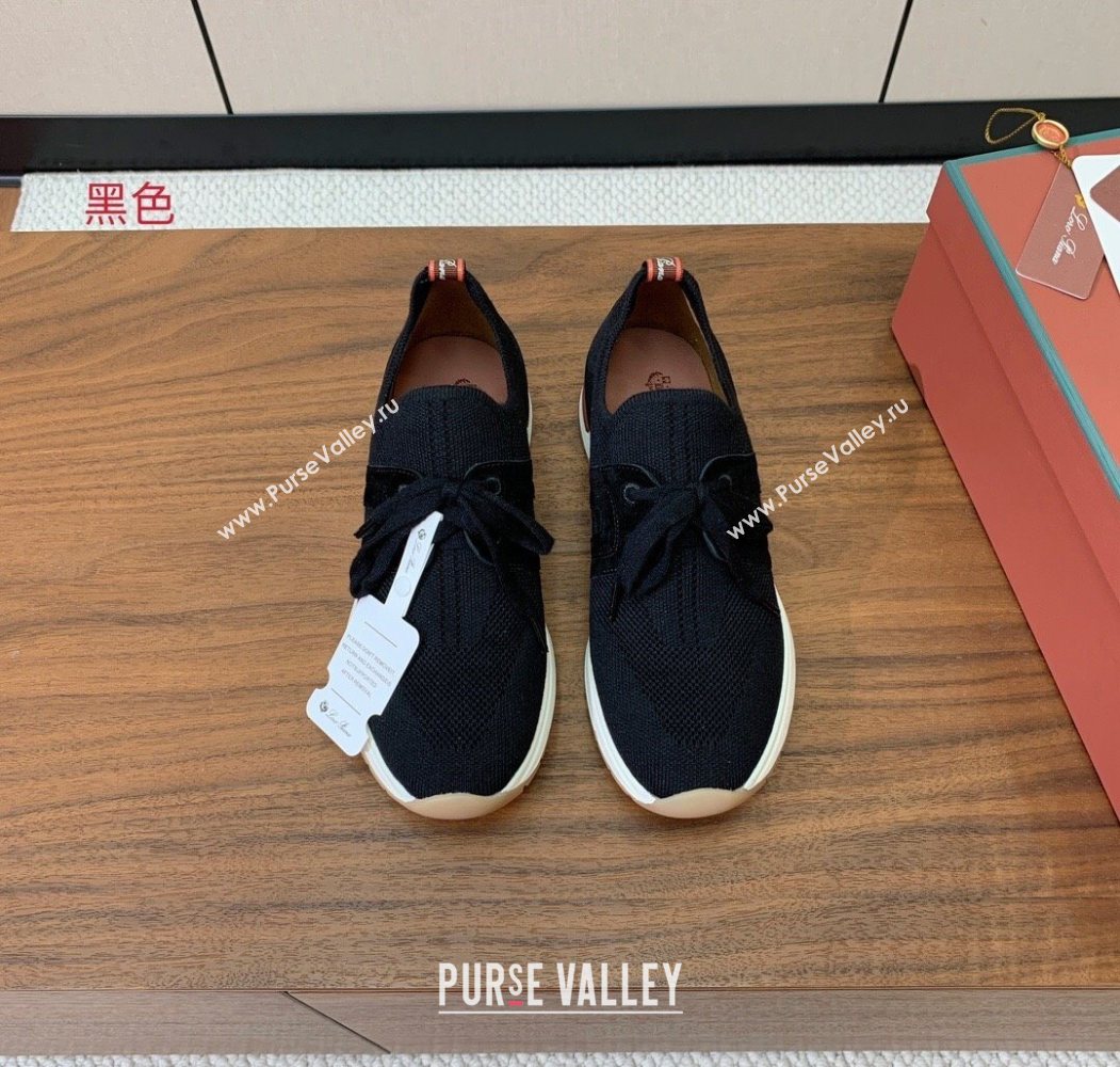 Loro Piana 360 LP Lady Flexy Walk Sneakers in Knit and Suede Black 2025 (HH-250708002)
