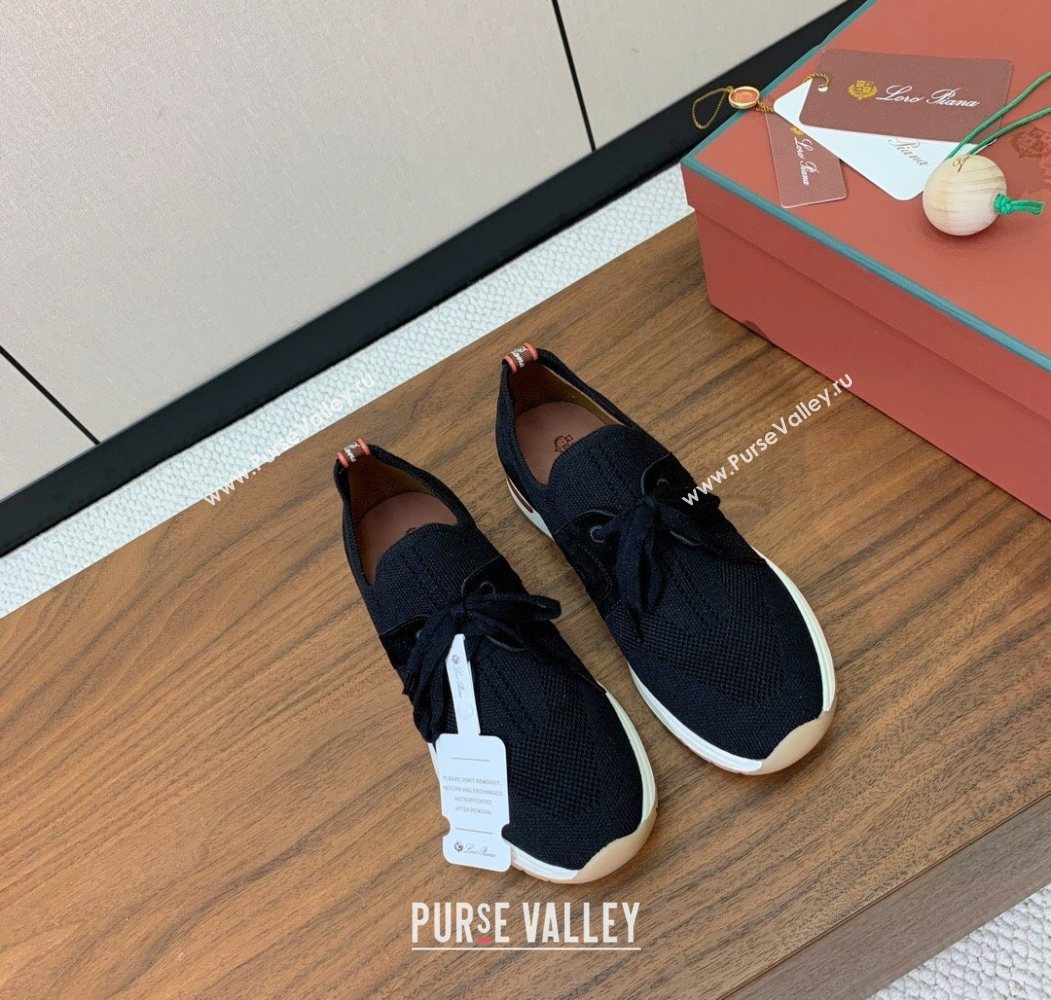 Loro Piana 360 LP Lady Flexy Walk Sneakers in Knit and Suede Black 2025 (HH-250708002)