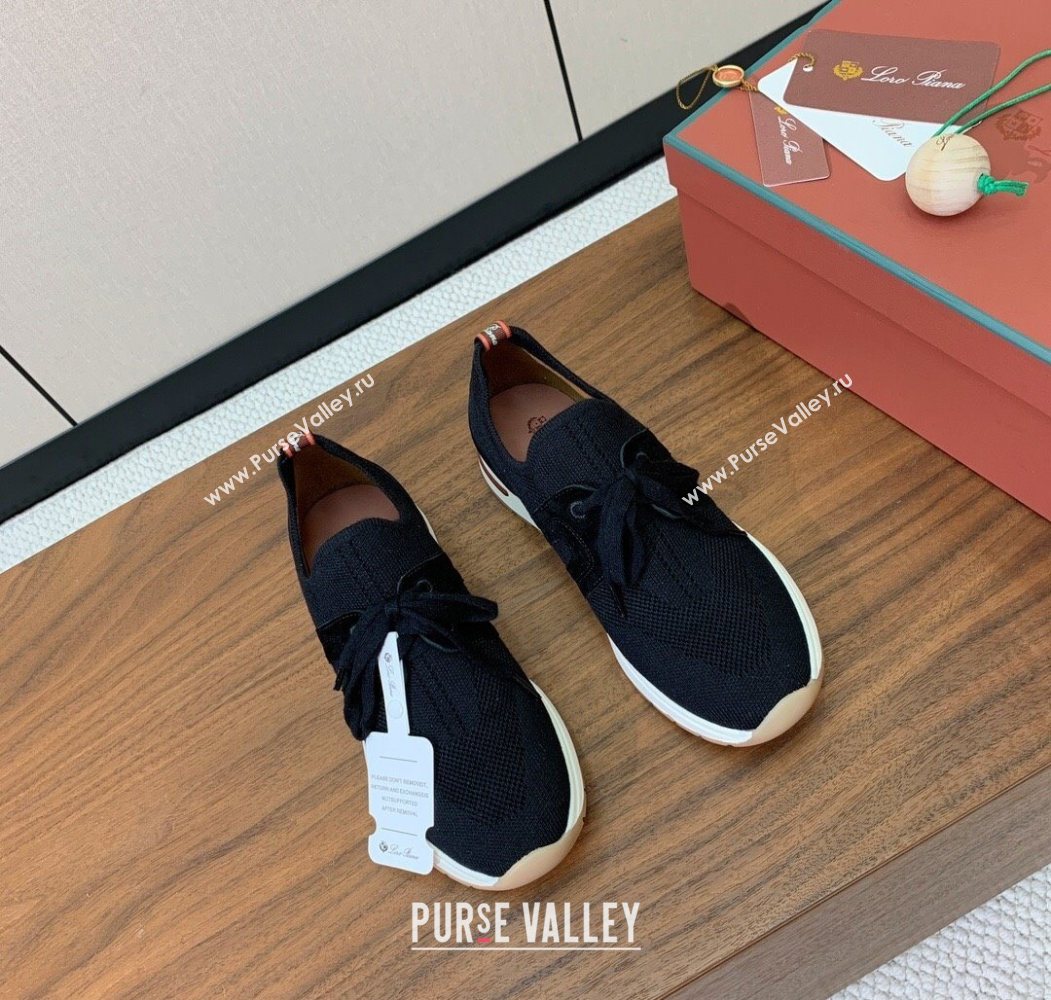 Loro Piana 360 LP Lady Flexy Walk Sneakers in Knit and Suede Black 2025 (HH-250708002)