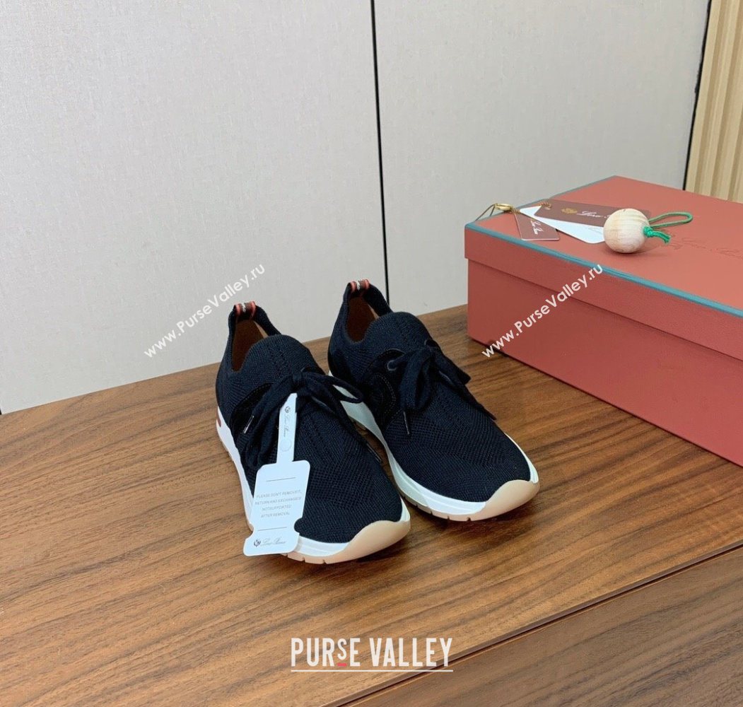 Loro Piana 360 LP Lady Flexy Walk Sneakers in Knit and Suede Black 2025 (HH-250708002)