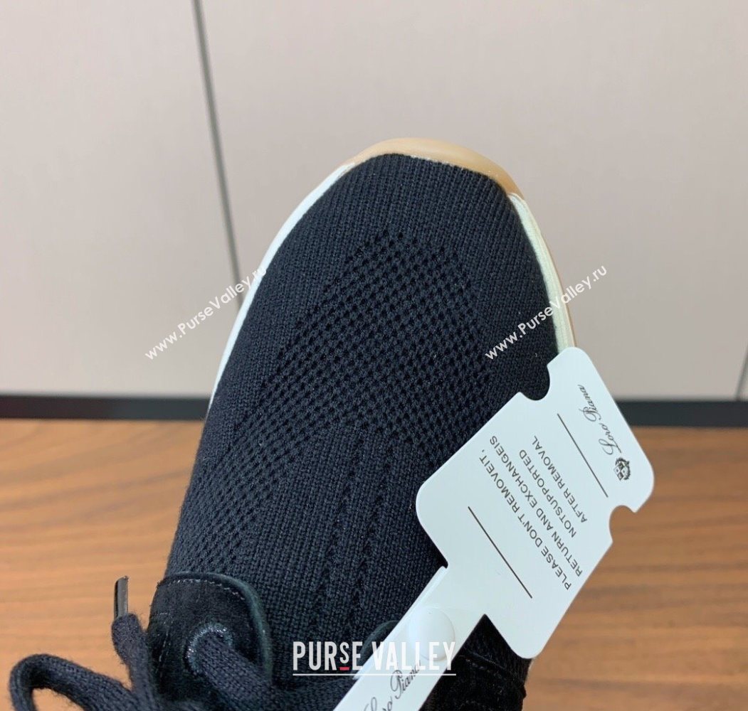 Loro Piana 360 LP Lady Flexy Walk Sneakers in Knit and Suede Black 2025 (HH-250708002)