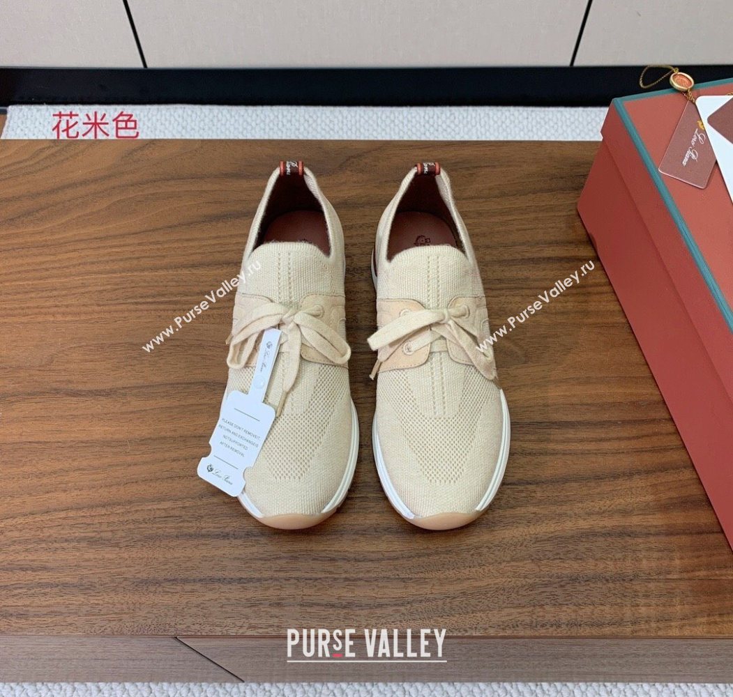 Loro Piana 360 LP Lady Flexy Walk Sneakers in Knit and Suede Light Beige 2025 (HH-250708003)