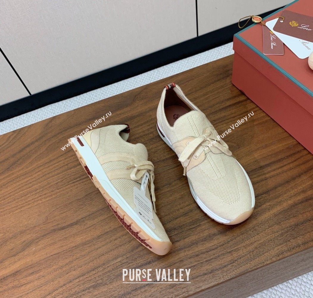 Loro Piana 360 LP Lady Flexy Walk Sneakers in Knit and Suede Light Beige 2025 (HH-250708003)