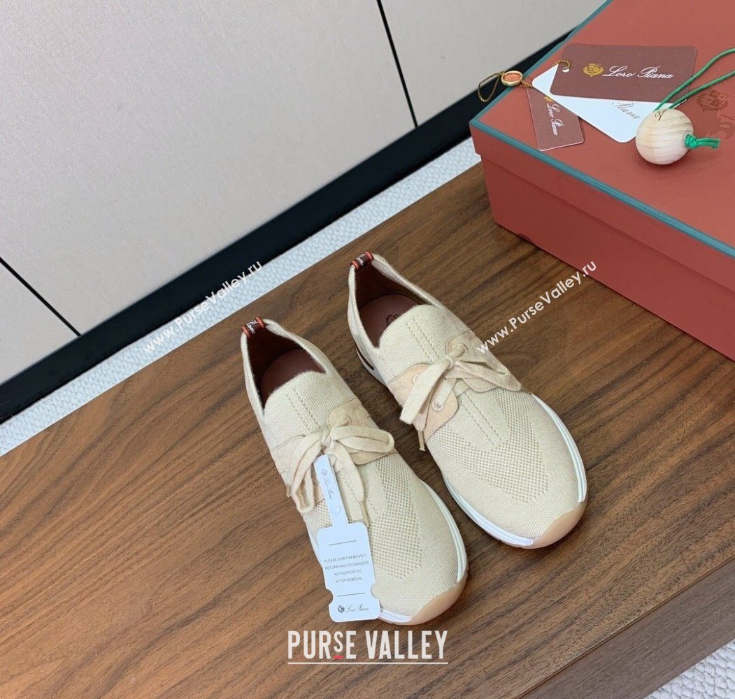 Loro Piana 360 LP Lady Flexy Walk Sneakers in Knit and Suede Light Beige 2025 (HH-250708003)