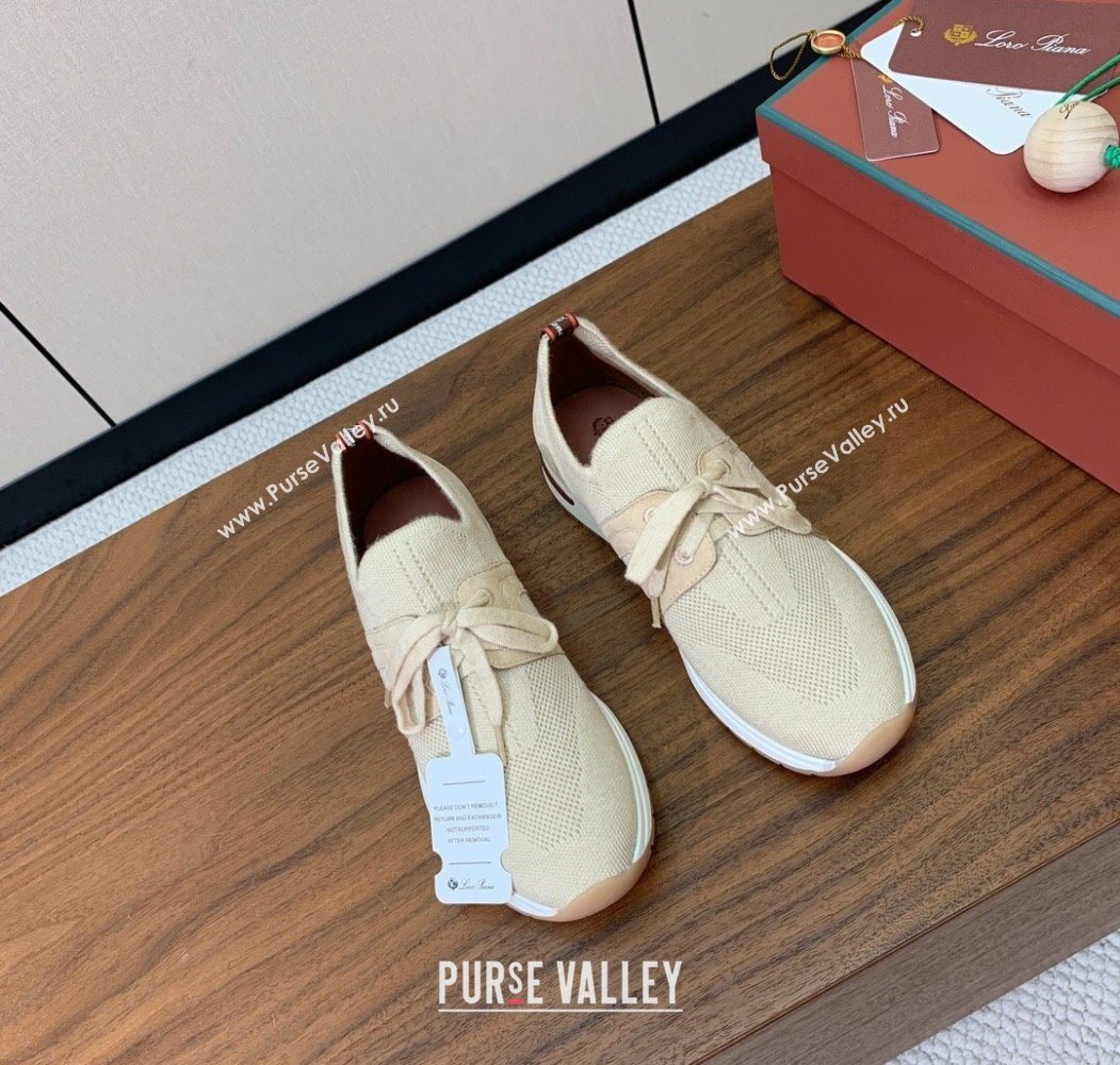 Loro Piana 360 LP Lady Flexy Walk Sneakers in Knit and Suede Light Beige 2025 (HH-250708003)