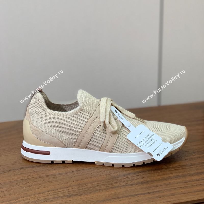 Loro Piana 360 LP Lady Flexy Walk Sneakers in Knit and Suede Light Beige 2025 (HH-250708003)