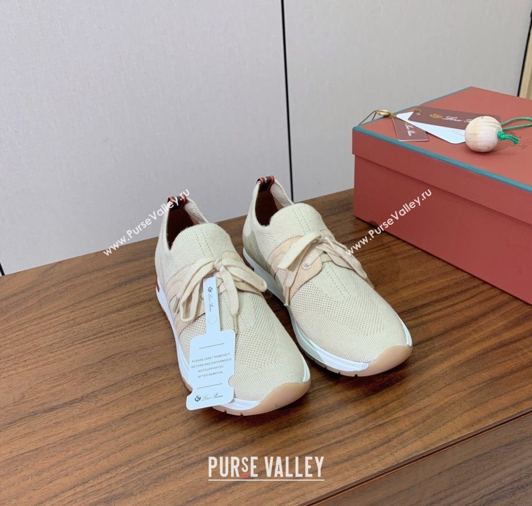 Loro Piana 360 LP Lady Flexy Walk Sneakers in Knit and Suede Light Beige 2025 (HH-250708003)