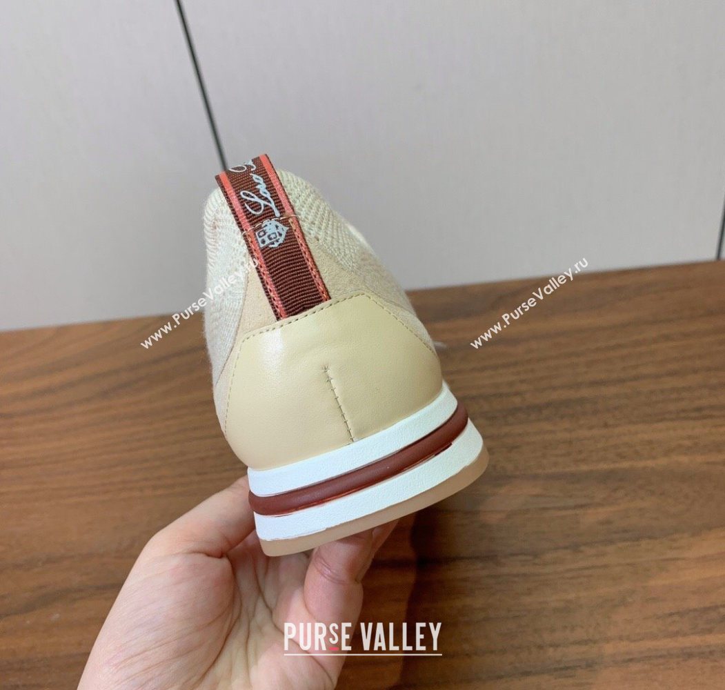 Loro Piana 360 LP Lady Flexy Walk Sneakers in Knit and Suede Light Beige 2025 (HH-250708003)