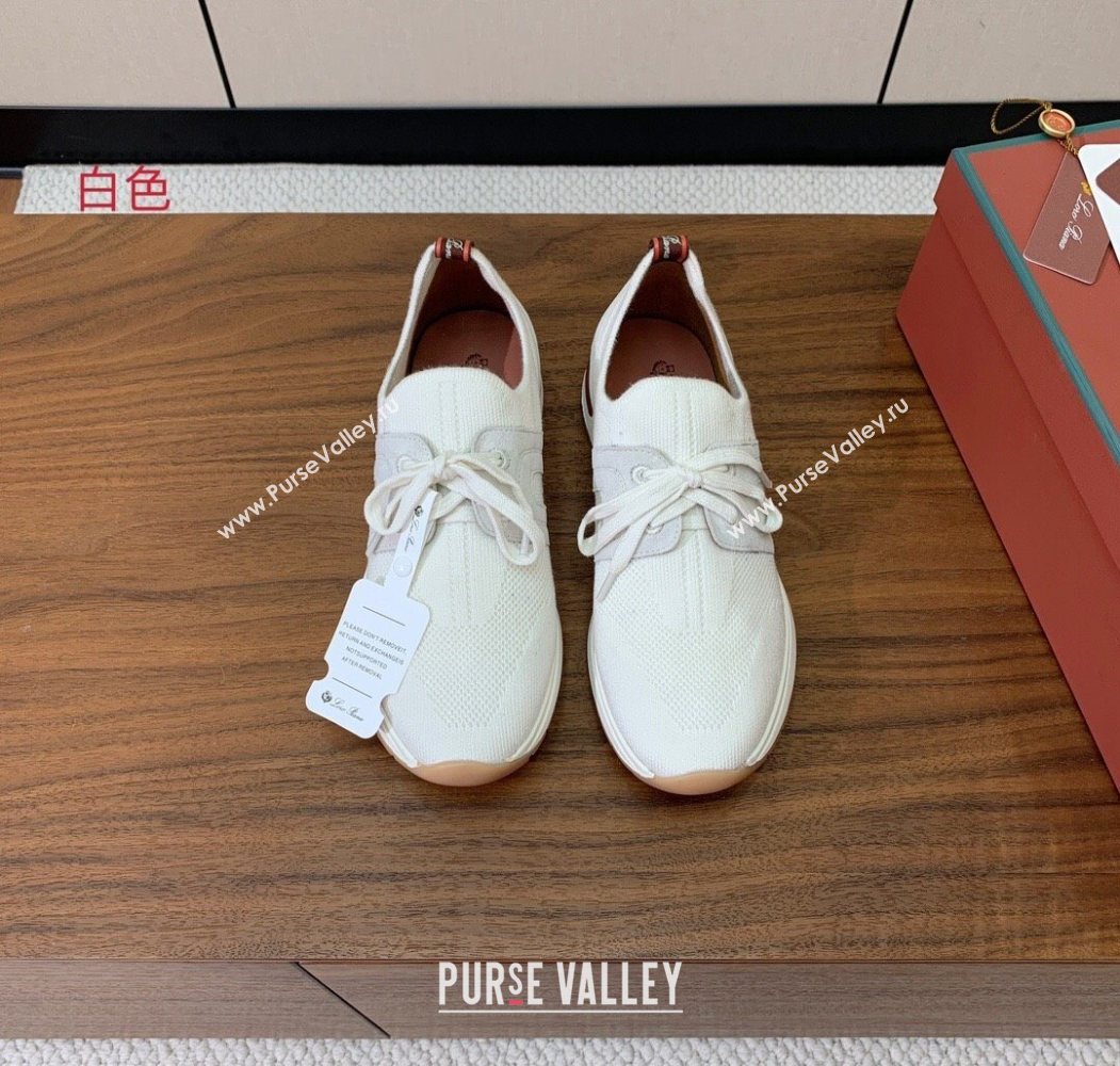 Loro Piana 360 LP Lady Flexy Walk Sneakers in Knit and Suede White 2025 (HH-250708004)