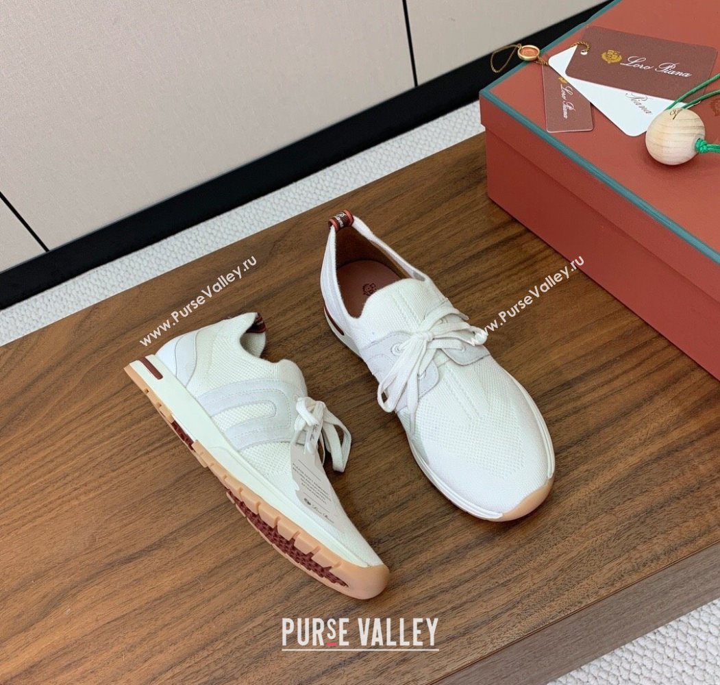 Loro Piana 360 LP Lady Flexy Walk Sneakers in Knit and Suede White 2025 (HH-250708004)