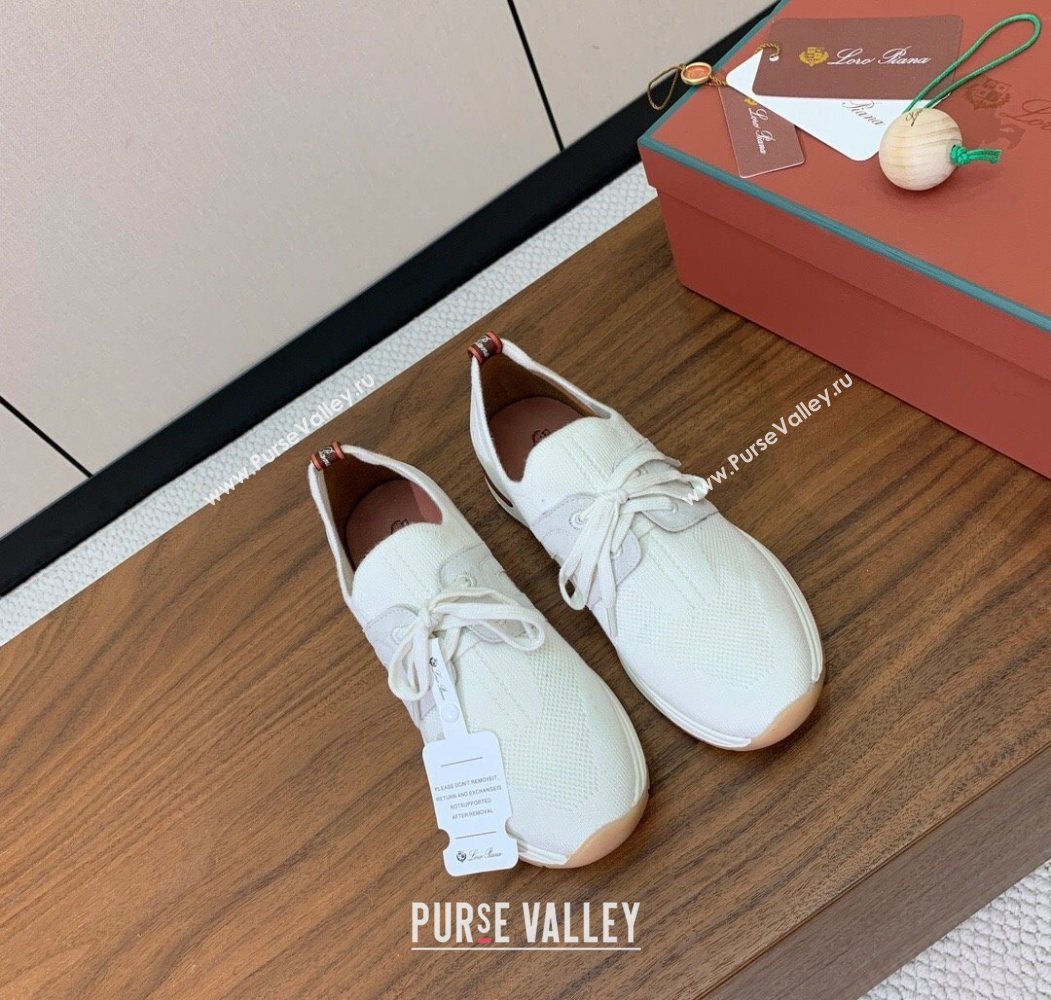 Loro Piana 360 LP Lady Flexy Walk Sneakers in Knit and Suede White 2025 (HH-250708004)
