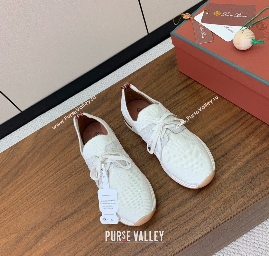 Loro Piana 360 LP Lady Flexy Walk Sneakers in Knit and Suede White 2025 (HH-250708004)