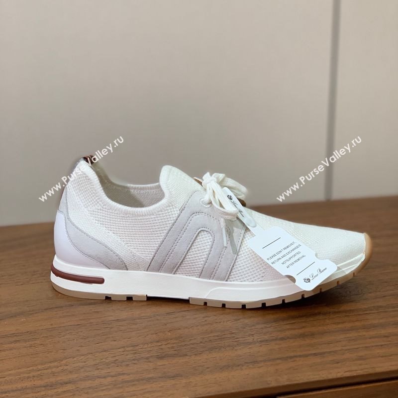Loro Piana 360 LP Lady Flexy Walk Sneakers in Knit and Suede White 2025 (HH-250708004)