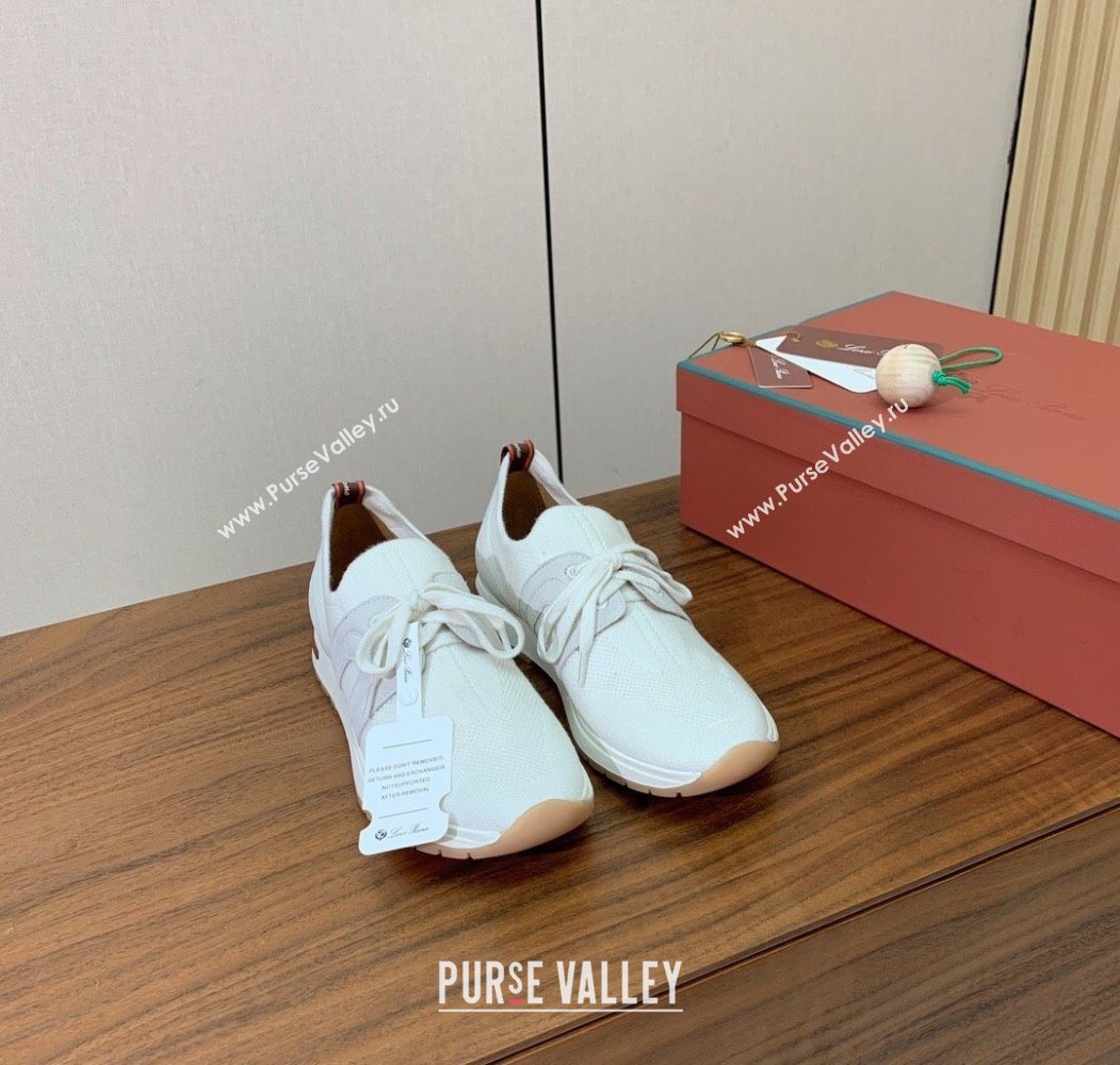 Loro Piana 360 LP Lady Flexy Walk Sneakers in Knit and Suede White 2025 (HH-250708004)