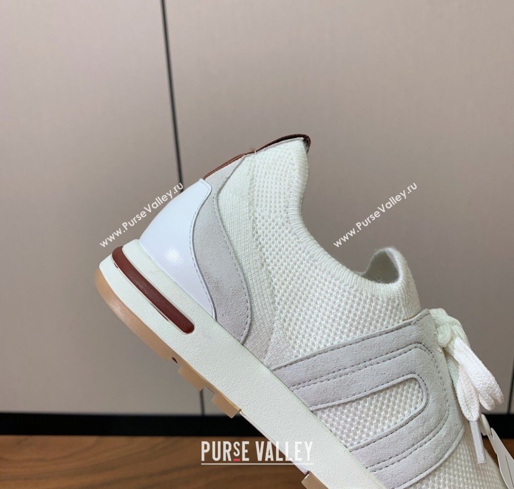 Loro Piana 360 LP Lady Flexy Walk Sneakers in Knit and Suede White 2025 (HH-250708004)
