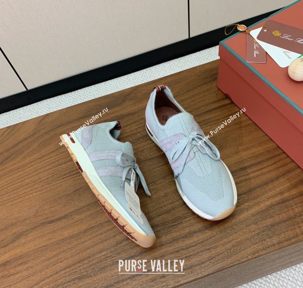 Loro Piana 360 LP Lady Flexy Walk Sneakers in Knit and Suede Flannel Grey 2025 (HH-250708001)