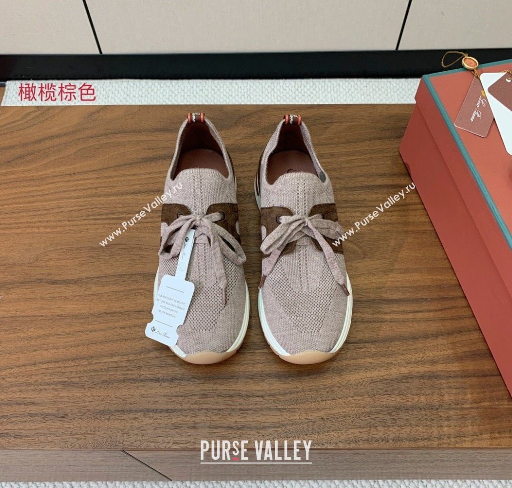 Loro Piana 360 LP Lady Flexy Walk Sneakers in Knit and Suede Grey2 2025 (HH-250708006)